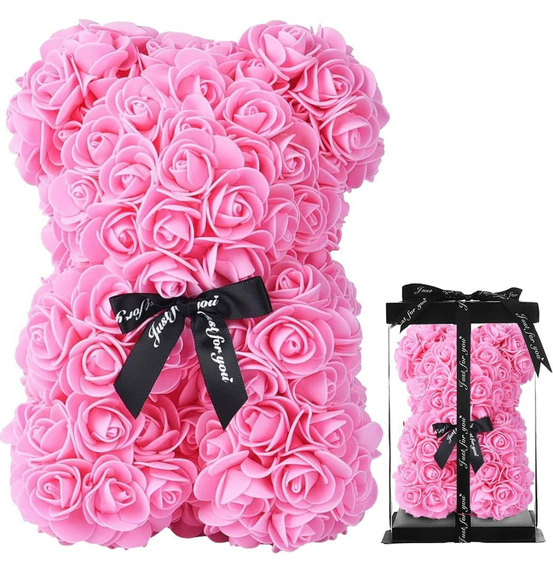 Foam rose teddy bear in box